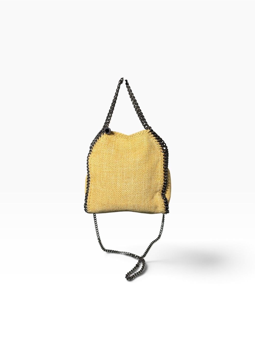 Stella McCartney Falabella Woven Raffia Mini Crossbody Chain Tote Bag